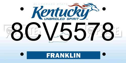 8CV5578 Kentucky License Plate