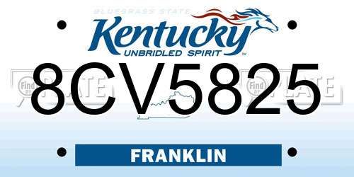 8CV5825 Kentucky License Plate