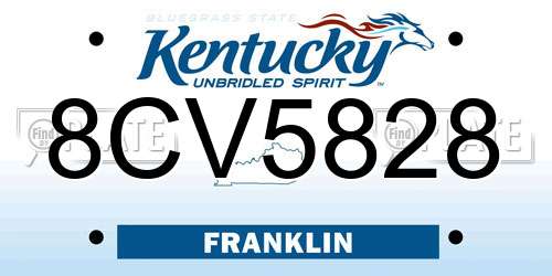 8CV5828 Kentucky License Plate