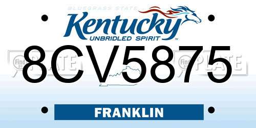8CV5875 Kentucky License Plate
