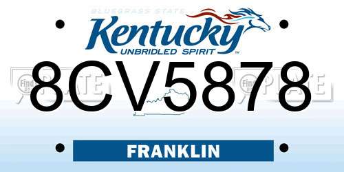 8CV5878 Kentucky License Plate