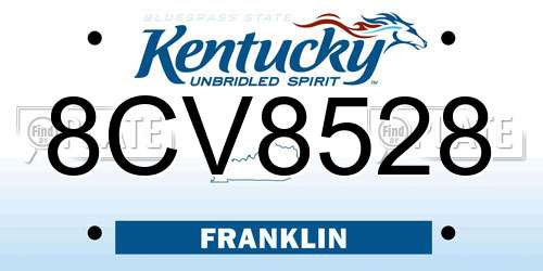 8CV8528 Kentucky License Plate