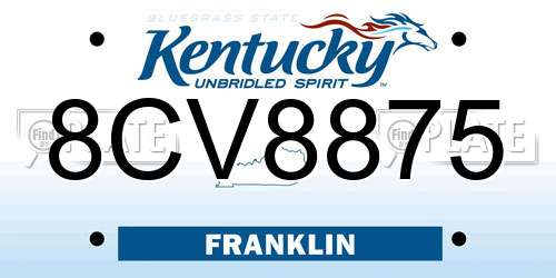 8CV8875 Kentucky License Plate