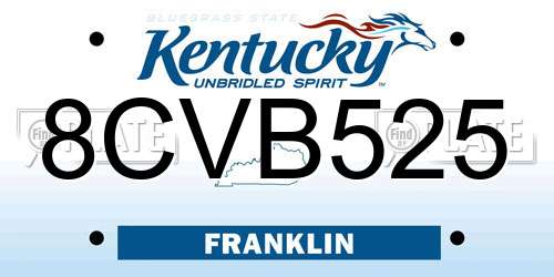 8CVB525 Kentucky License Plate