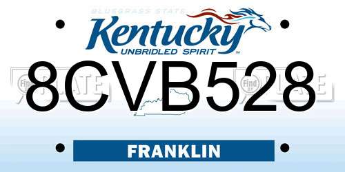 8CVB528 Kentucky License Plate