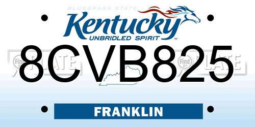 8CVB825 Kentucky License Plate