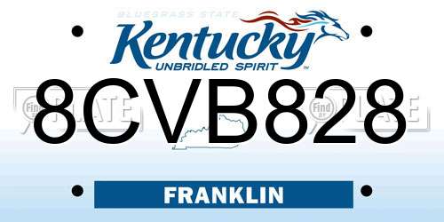 8CVB828 Kentucky License Plate