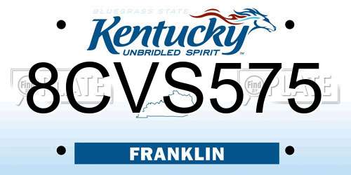 8CVS575 Kentucky License Plate