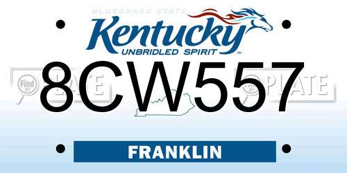 8CW557 Kentucky License Plate