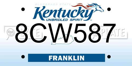 8CW587 Kentucky License Plate
