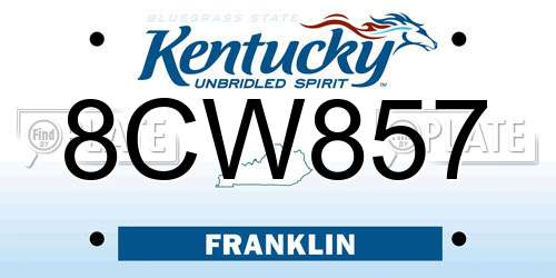 8CW857 Kentucky License Plate