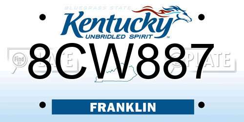 8CW887 Kentucky License Plate