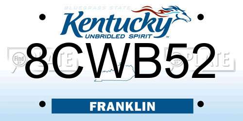 8CWB52 Kentucky License Plate