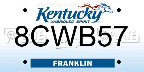 8CWB57 Kentucky License Plate