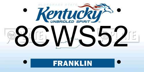 8CWS52 Kentucky License Plate