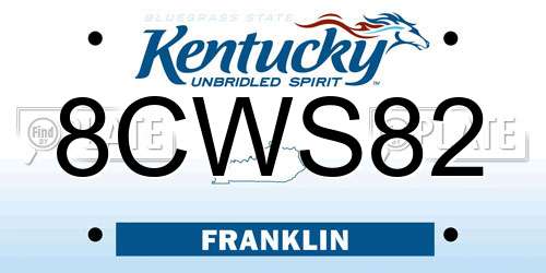 8CWS82 Kentucky License Plate