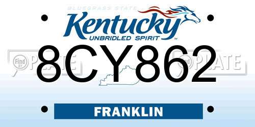 8CY862 Kentucky License Plate