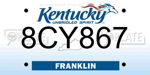8CY867 Kentucky License Plate