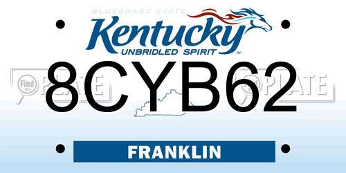 8CYB62 Kentucky License Plate