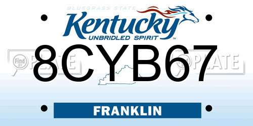 8CYB67 Kentucky License Plate