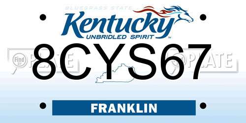 8CYS67 Kentucky License Plate