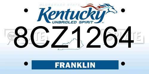 8CZ1264 Kentucky License Plate