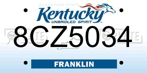 8CZ5034 Kentucky License Plate
