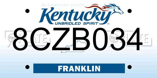 8CZB034 Kentucky License Plate