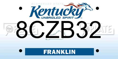 8CZB32 Kentucky License Plate