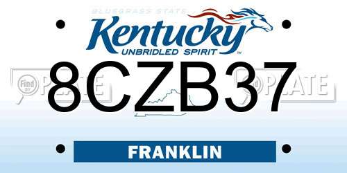 8CZB37 Kentucky License Plate