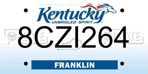 8CZI264 Kentucky License Plate