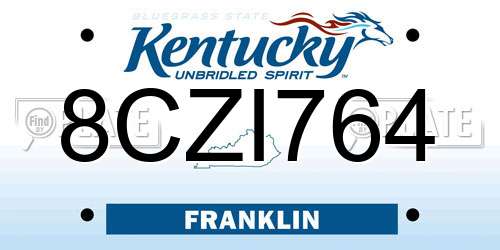 8CZI764 Kentucky License Plate
