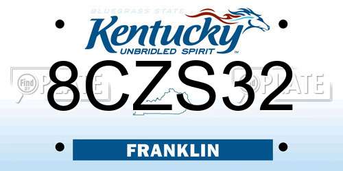 8CZS32 Kentucky License Plate