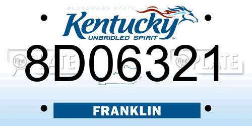 8D06321 Kentucky License Plate