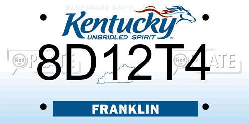8D12T4 Kentucky License Plate