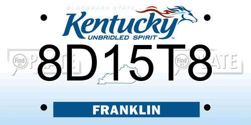 8D15T8 Kentucky License Plate
