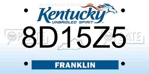 8D15Z5 Kentucky License Plate