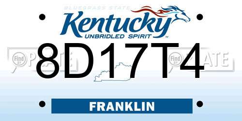 8D17T4 Kentucky License Plate