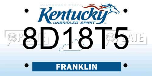 8D18T5 Kentucky License Plate