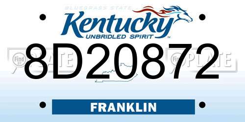 8D20872 Kentucky License Plate