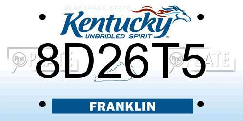 8D26T5 Kentucky License Plate