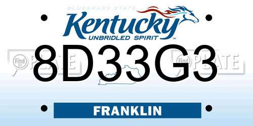 8D33G3 Kentucky License Plate