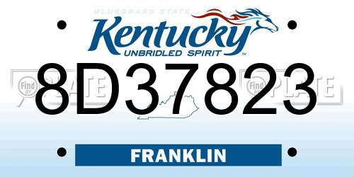 8D37823 Kentucky License Plate
