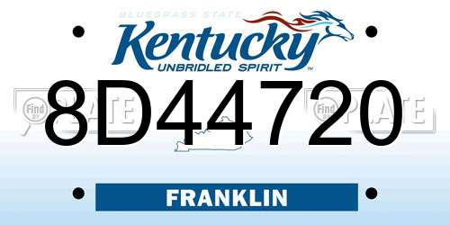8D44720 Kentucky License Plate