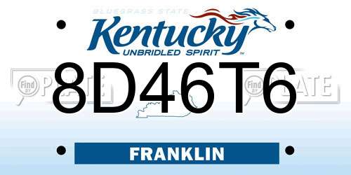 8D46T6 Kentucky License Plate