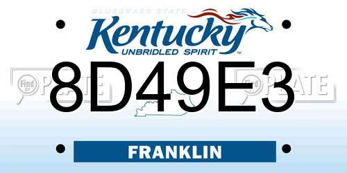 8D49E3 Kentucky License Plate