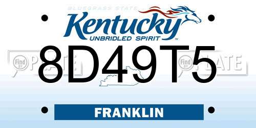 8D49T5 Kentucky License Plate