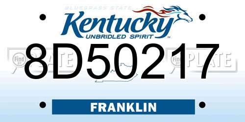 8D50217 Kentucky License Plate