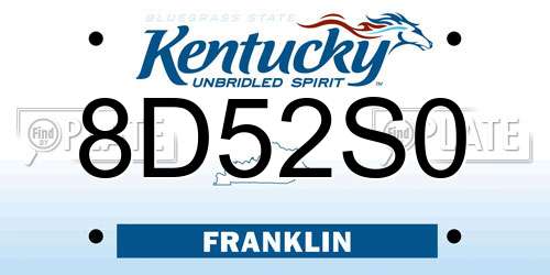 8D52S0 Kentucky License Plate