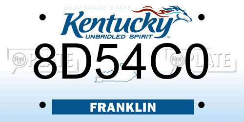 8D54C0 Kentucky License Plate